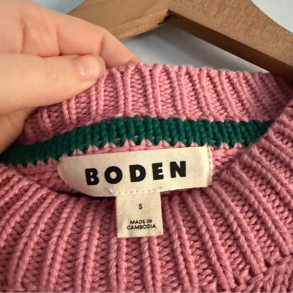 Boden Lucy Chunky Cotton Sweater Pink Red - Picture 9 of 10